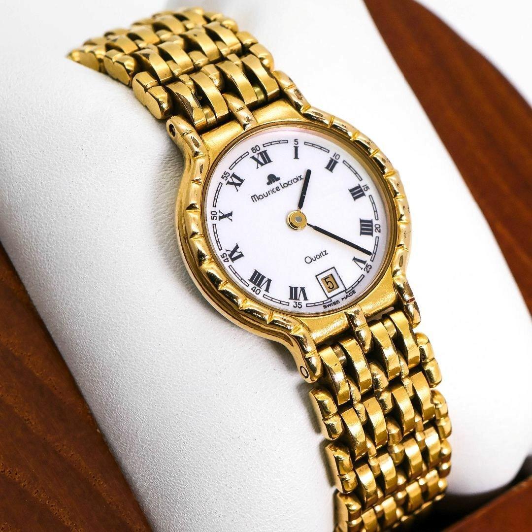 稼働 モーリスラクロア 腕時計 ローマン デイト ゴールド レディース1433