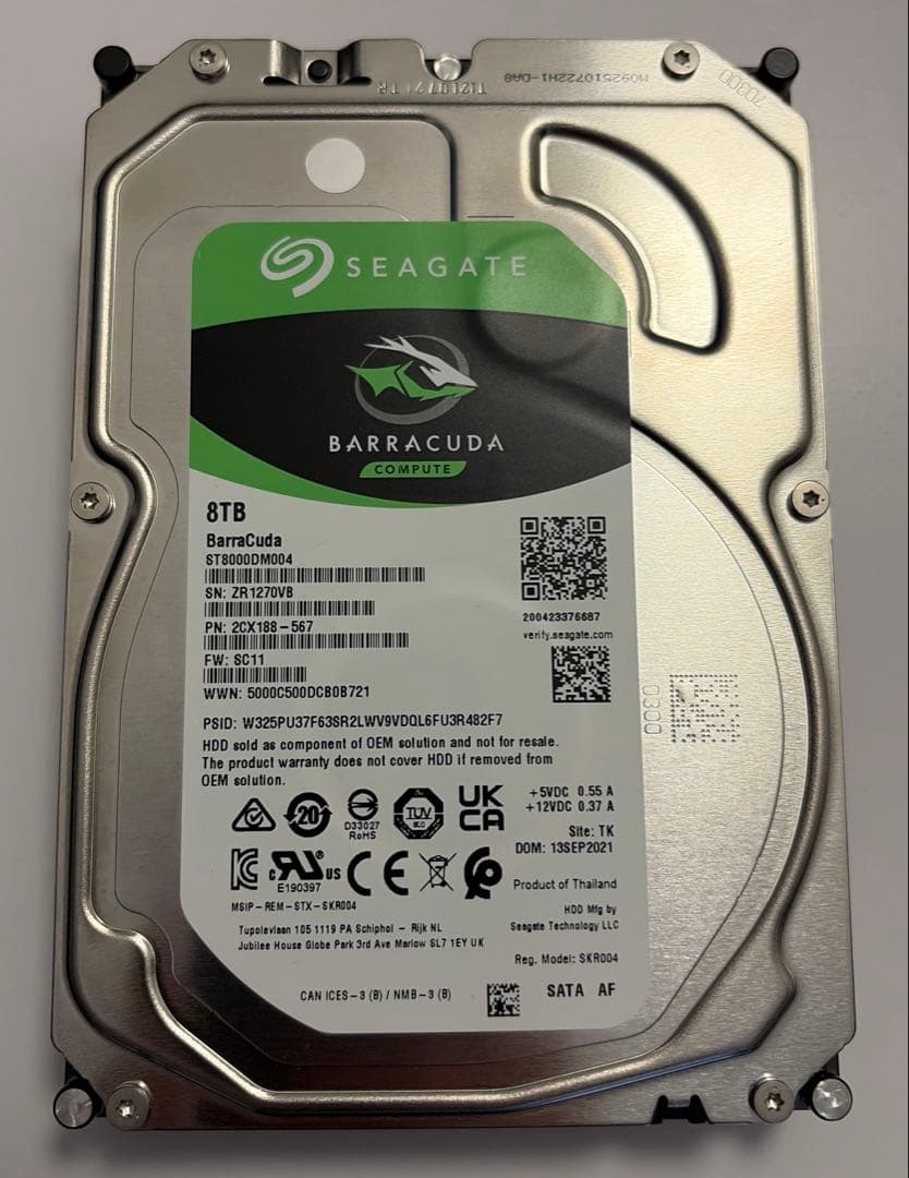 Seagate 8TB ST8000DM004 5400rpm【動作確認済】