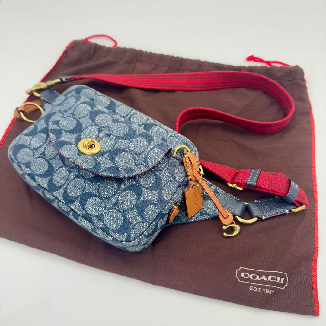 コーチ COACH シグネチャー ボディバッグ ウエストバッグ 保存袋付 美品