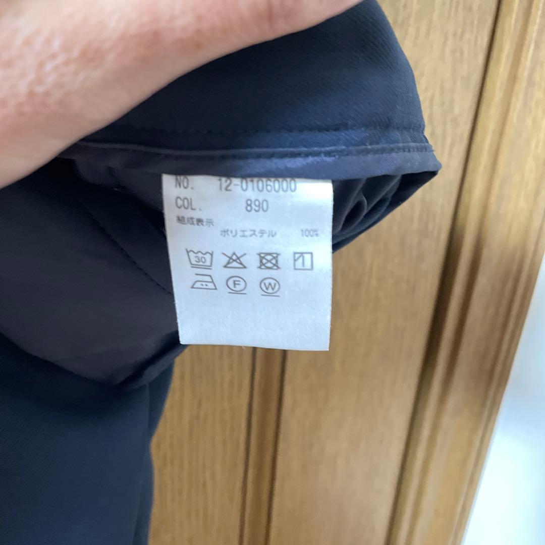 PLSTプラステネイビー パンツスーツ セットアップ　ボウタイブラウス３点セット