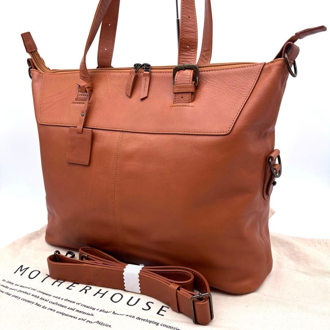 ✨美品✨マザーハウス　ビジネスバッグ　2way　レザー　A4可　バインダー付き