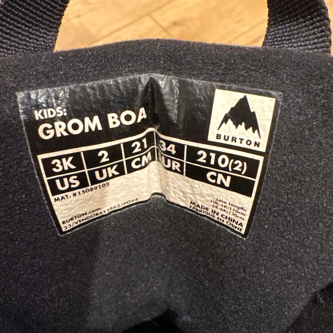 BURTON GROM BOA 子ども用スノーボードブーツ 3K 21cm