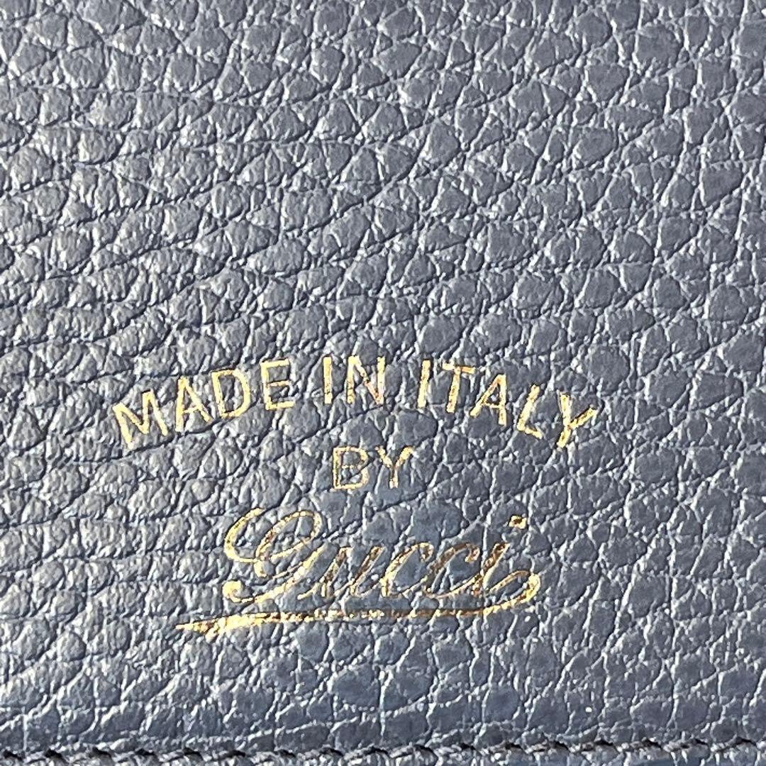 極美品✨GUCCI スウィング　長財布　シボレザー　くすみネイビー　メンズ