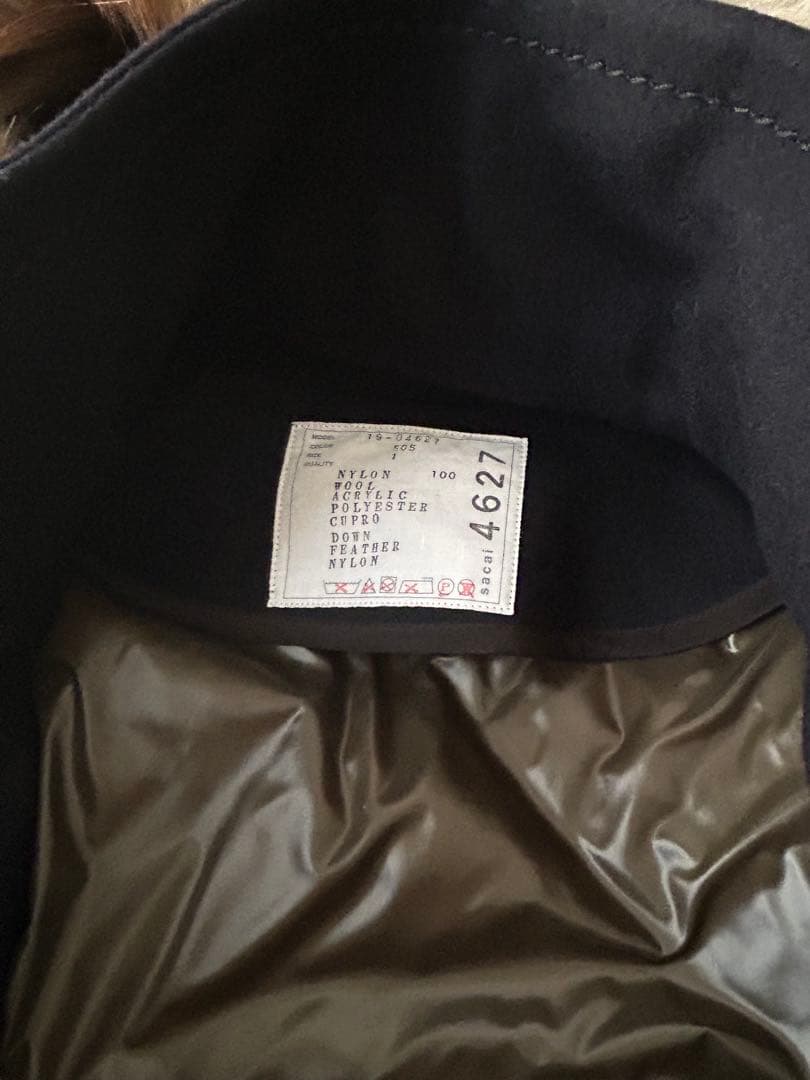 【新品未使用】sacai サカイ　カーキ×ネイビーダウンジャケット　サイズ 1