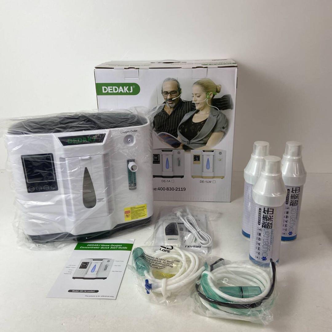 新品 DEDAKJ 酸素供給器 DE-1A 酸素缶3本付 酸素発生器 酸素濃縮器