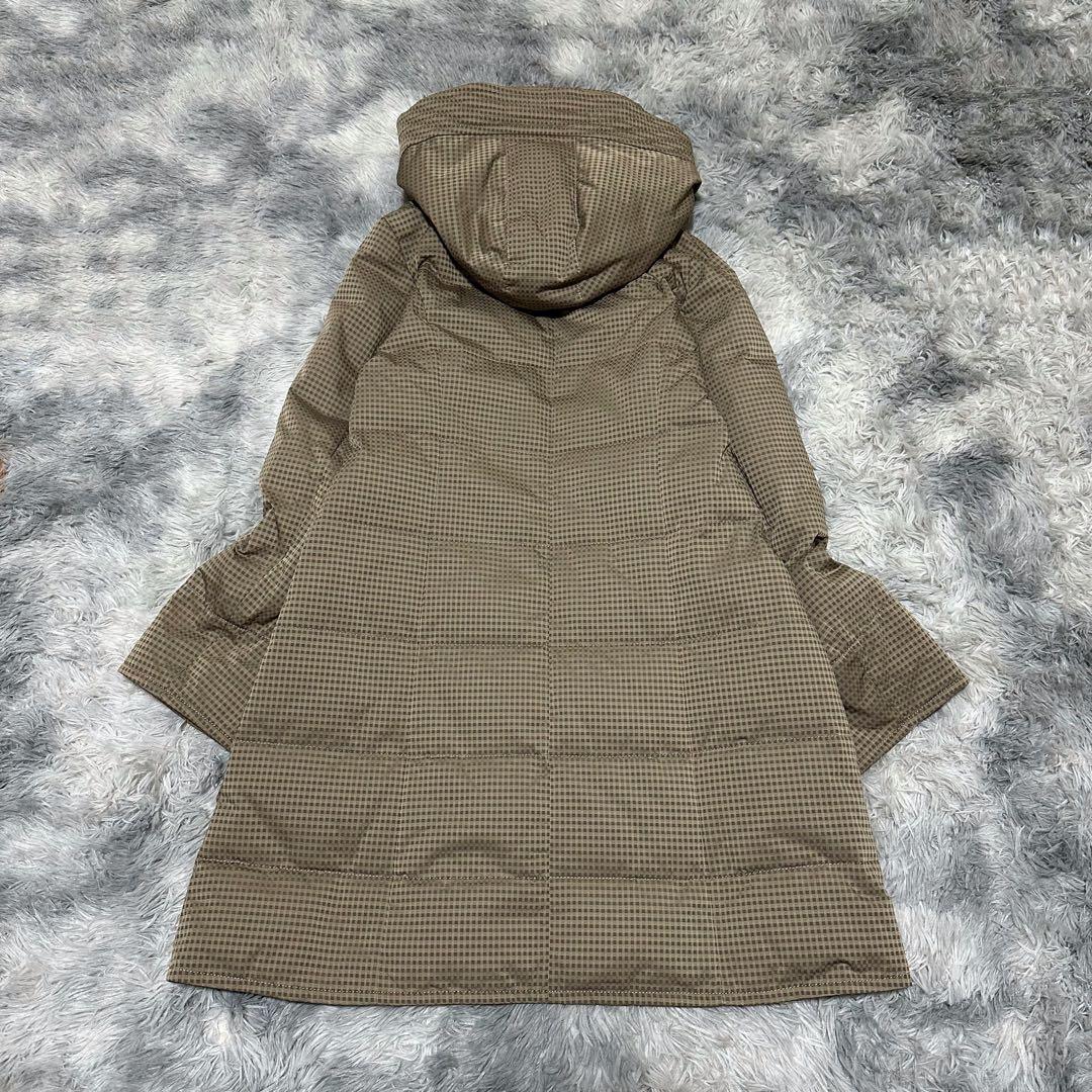 【ジャンニロジュディチェ】ロングダウンコート ベージュ チェック柄 L【極美品】
