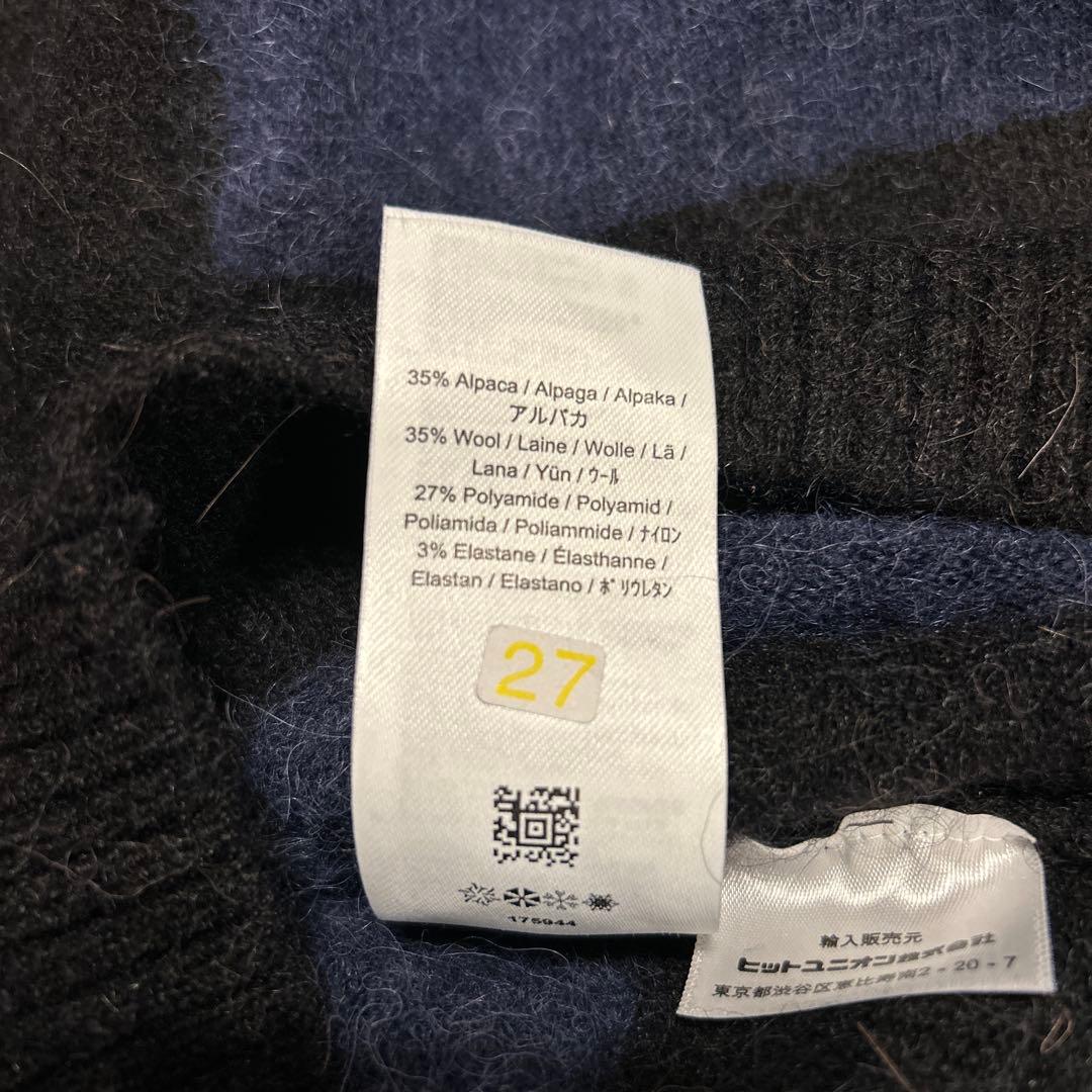 美品 FRED PERRY ボーダーニット ネイビー ブラック ロゴセーター