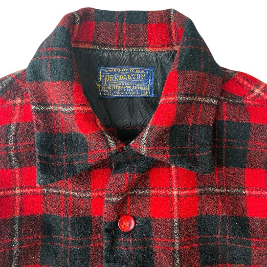 50s PENDLETON ボードシャツ 赤×黒チェック USA製 ヴィンテージ