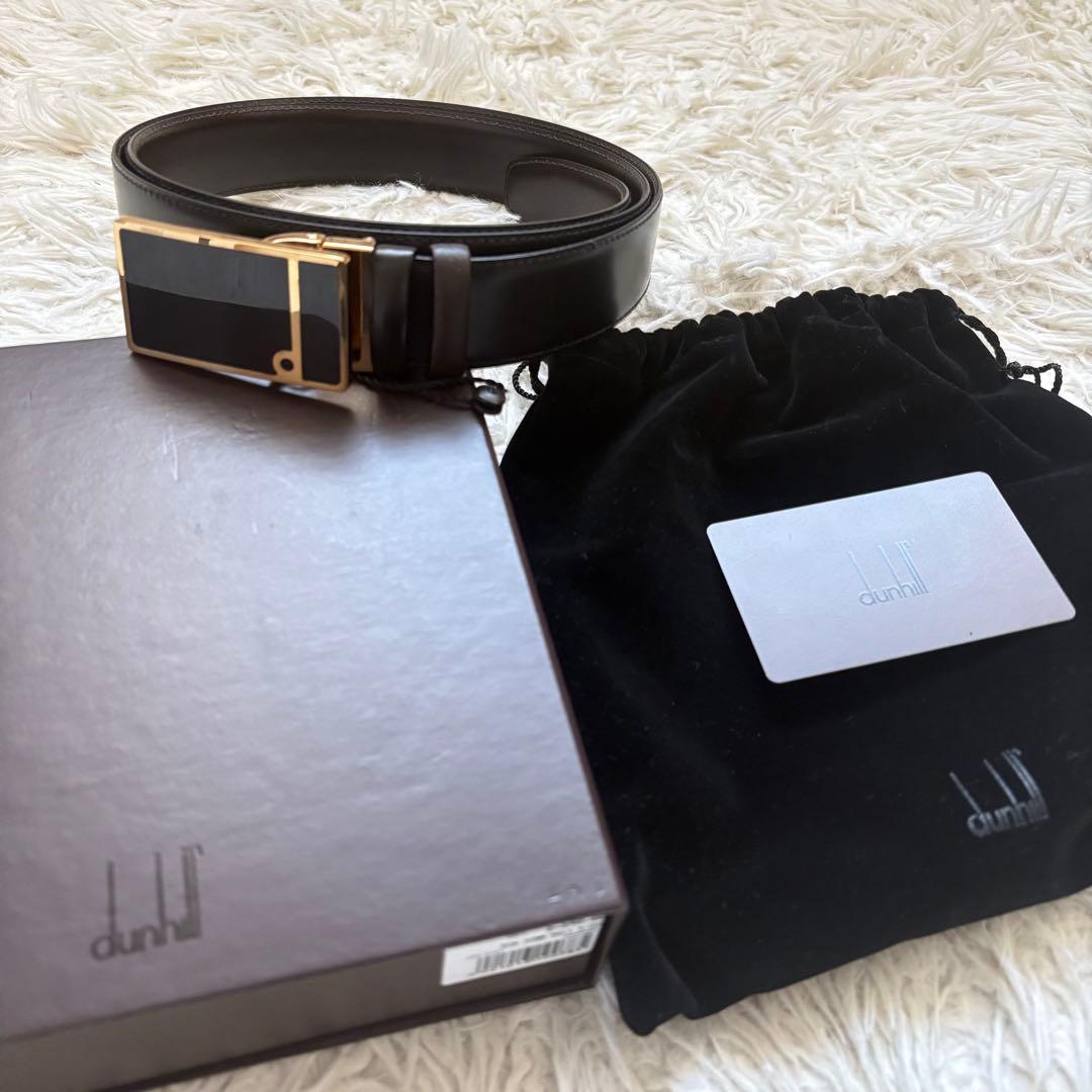 未使用　dunhill スクエアバックル レザーリバーシブルベルト　箱保存袋