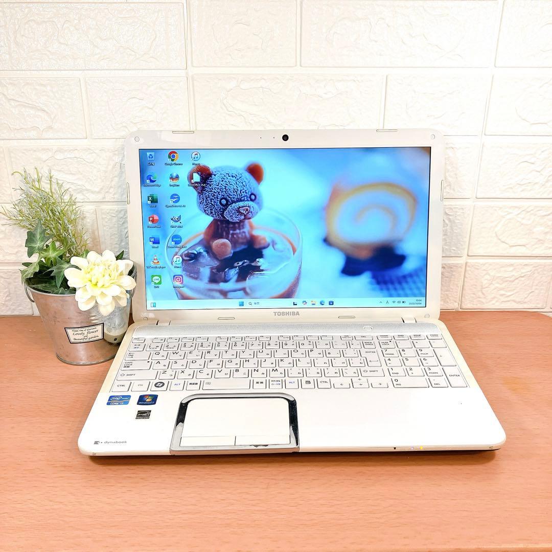 Windows11✨大容量500GB☘️カメラ付すぐ使える東芝ノートパソコン白