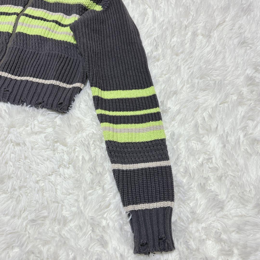 メゾンスペシャル Front Zip Mesh Border Knitwear