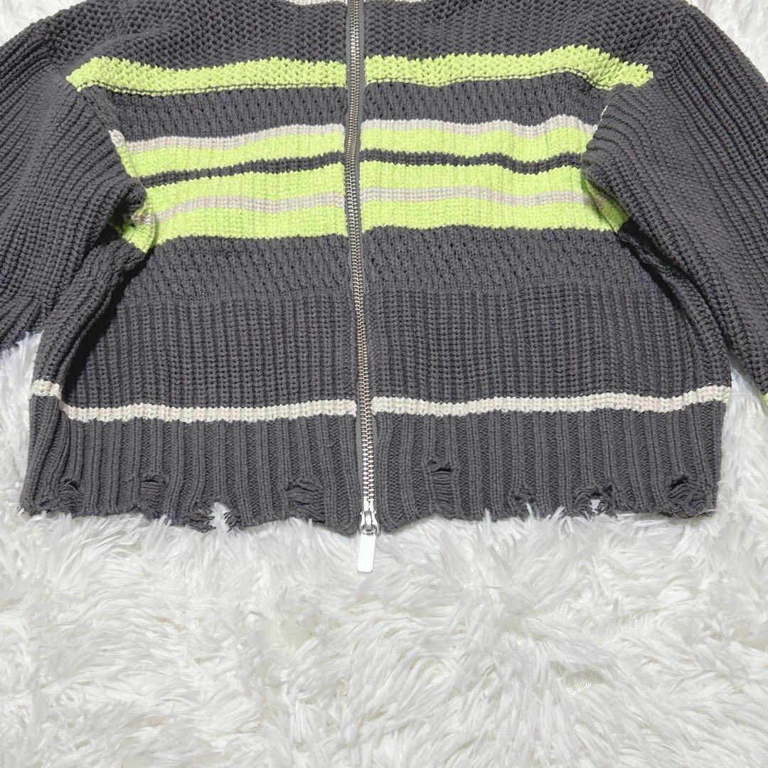 メゾンスペシャル Front Zip Mesh Border Knitwear