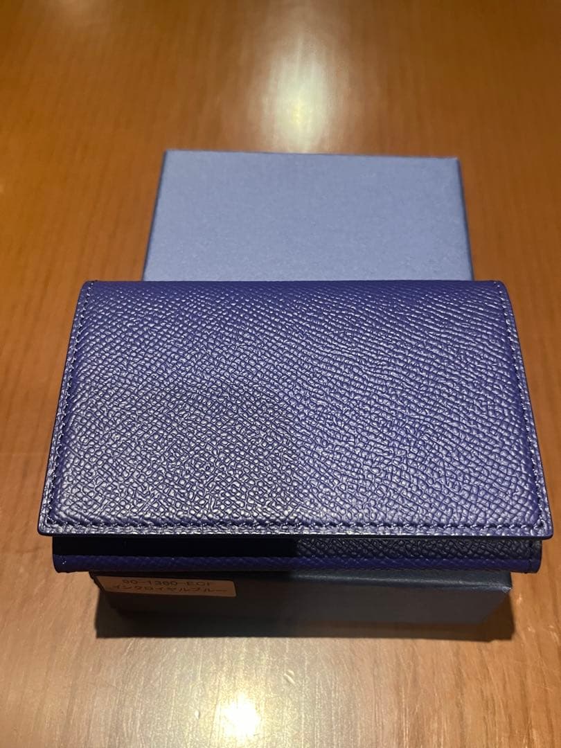大峽製鞄 90周年記念　名刺入れ(扇襠)カードケース(インクロイヤルブルー)