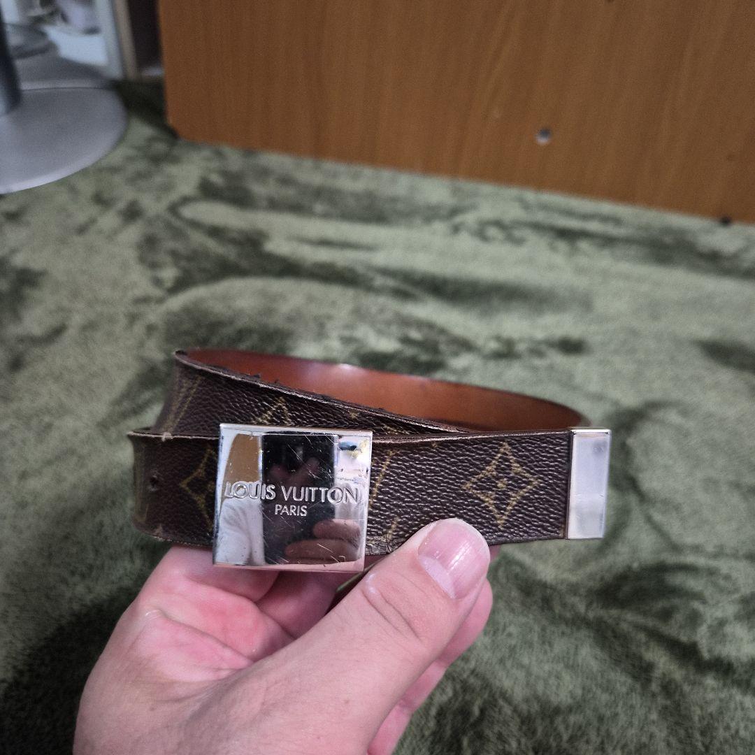 LOUIS VUITTON モノグラムレザーベルト　ユーズド　全長約100cm