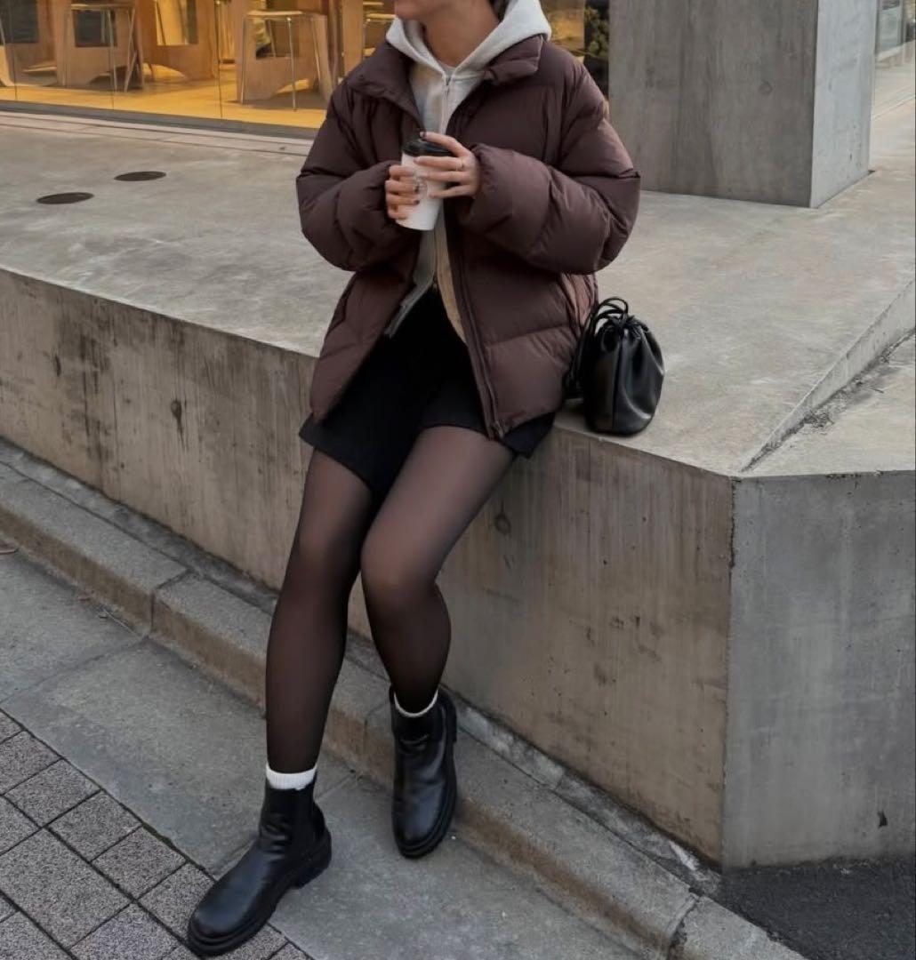 新品＊UNIQLO ユニクロ パウダーソフトダウンジャケット ブラウン L＊