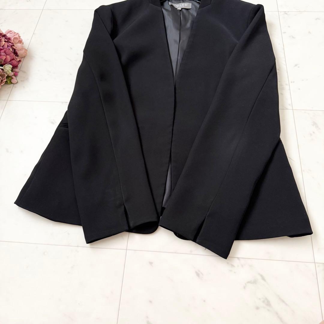 人気❤️ユナイテッドアローズ　パンツスーツ　ノーカラージャケット　ブラック　L