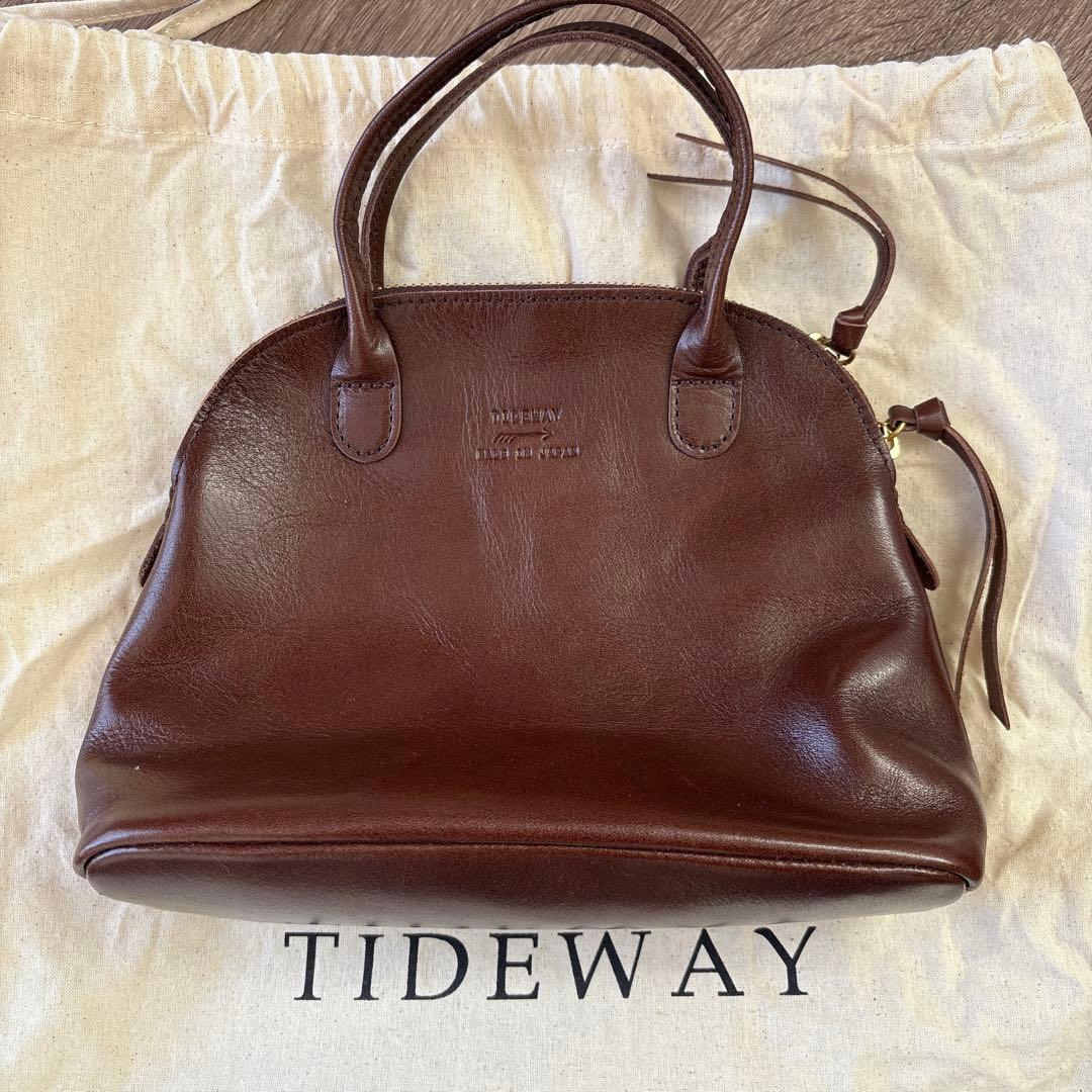 新品 TIDEWAY ダークブラウン レザー ハンドバッグ S 保存袋
