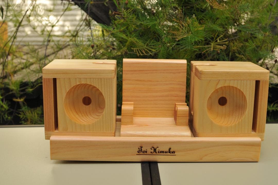 スマートフォン用ステレオ無電源スピーカー　モバイル版