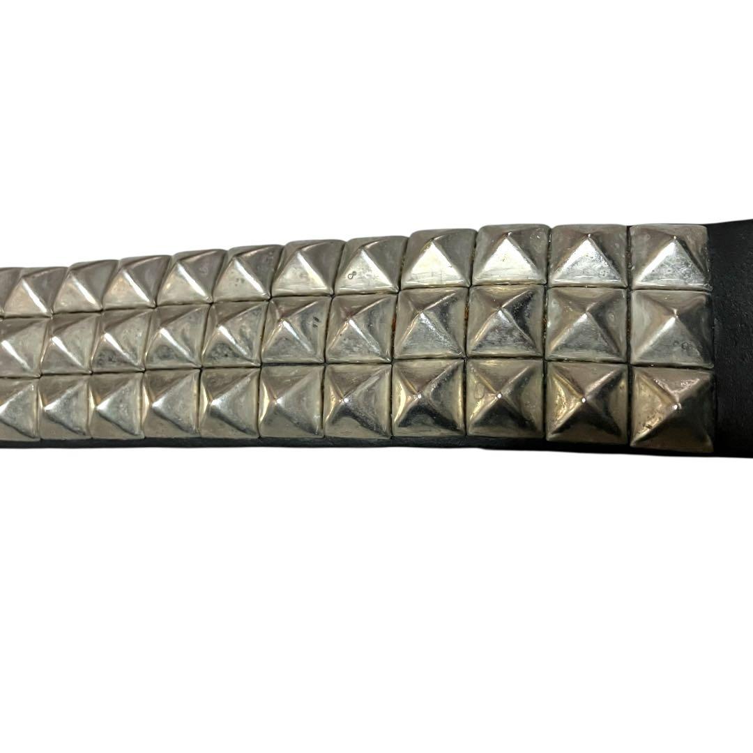 WENDY'S ピラミッドスタッズ　ハンドメイド　レザーベルト　3連　UK