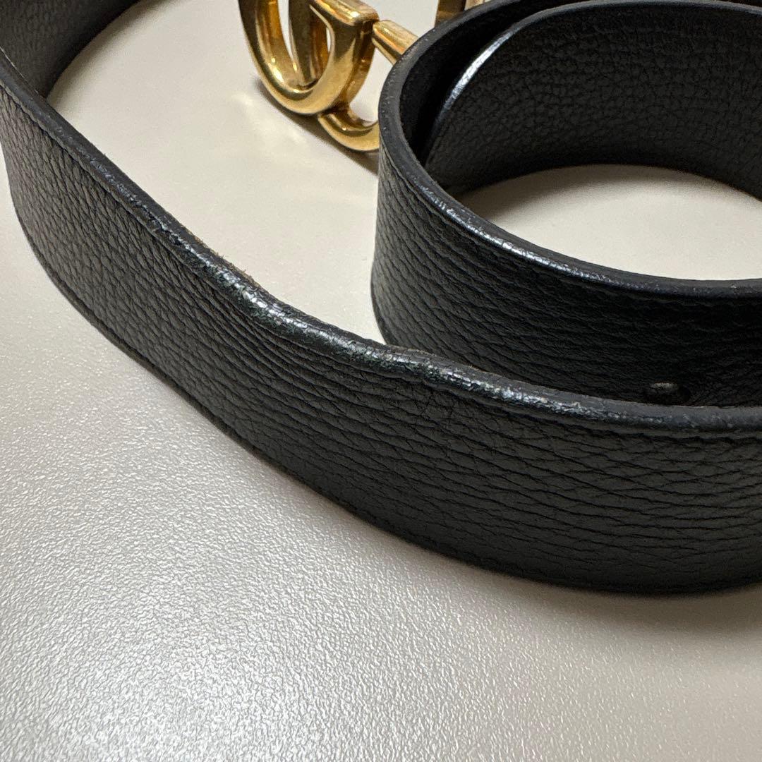 GUCCI ブラックレザーベルト ダブルGバックル リバーシブル