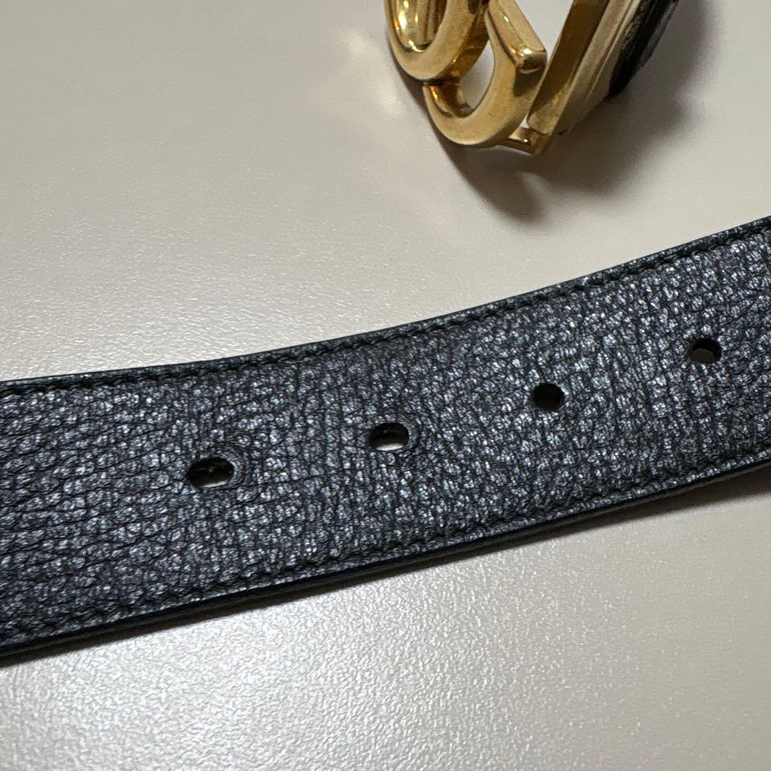 GUCCI ブラックレザーベルト ダブルGバックル リバーシブル