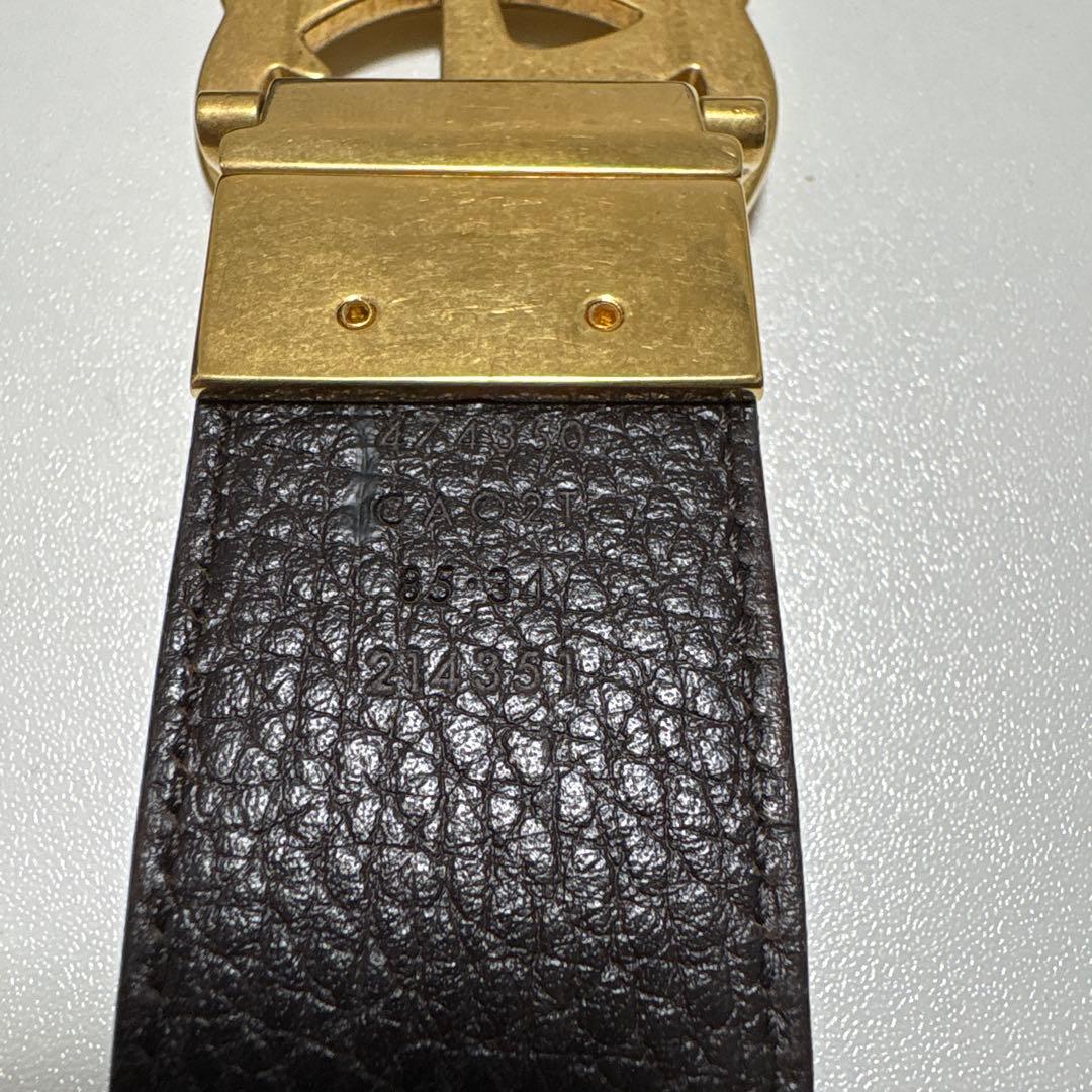 GUCCI ブラックレザーベルト ダブルGバックル リバーシブル