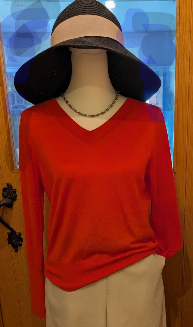 Ｌサイズ島田順子 49AV.junko shimadaのニット(オレンジ)未使用