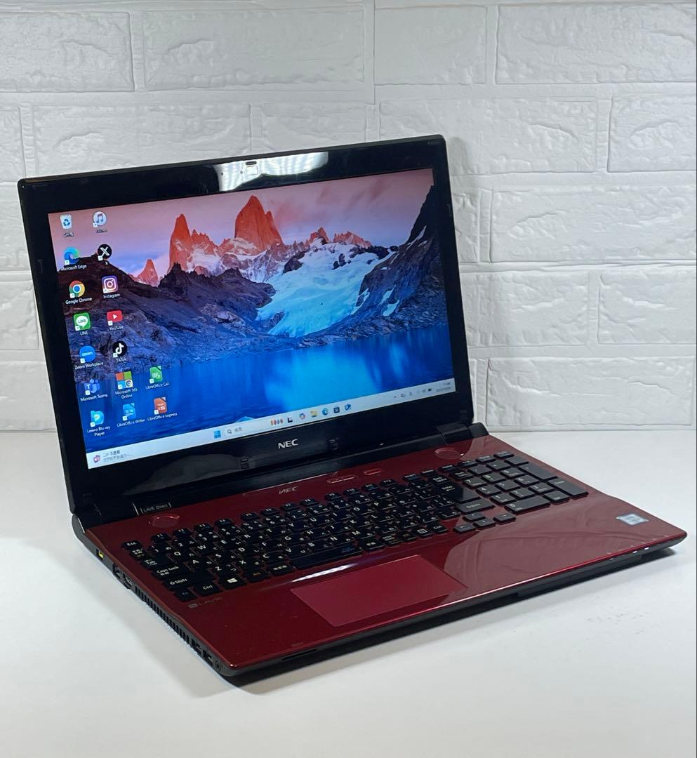 【限定1台】NEC LAVIE ☆レッド☆新品SSD☆すぐ使える☆ブルーレイOK