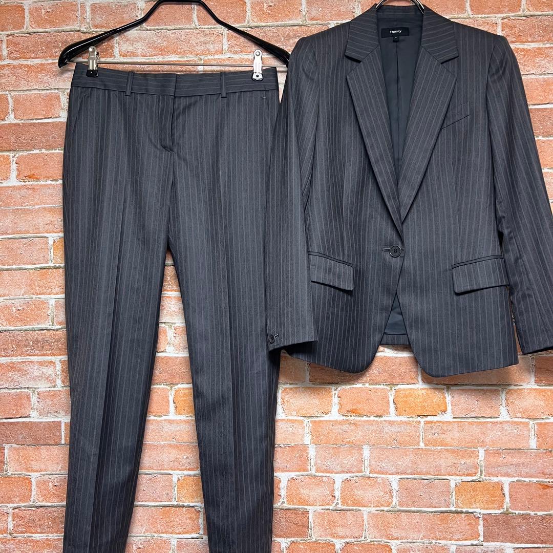 [未使用級]セオリー　CL STRIPE パンツスーツセットアップ　ウールシルク