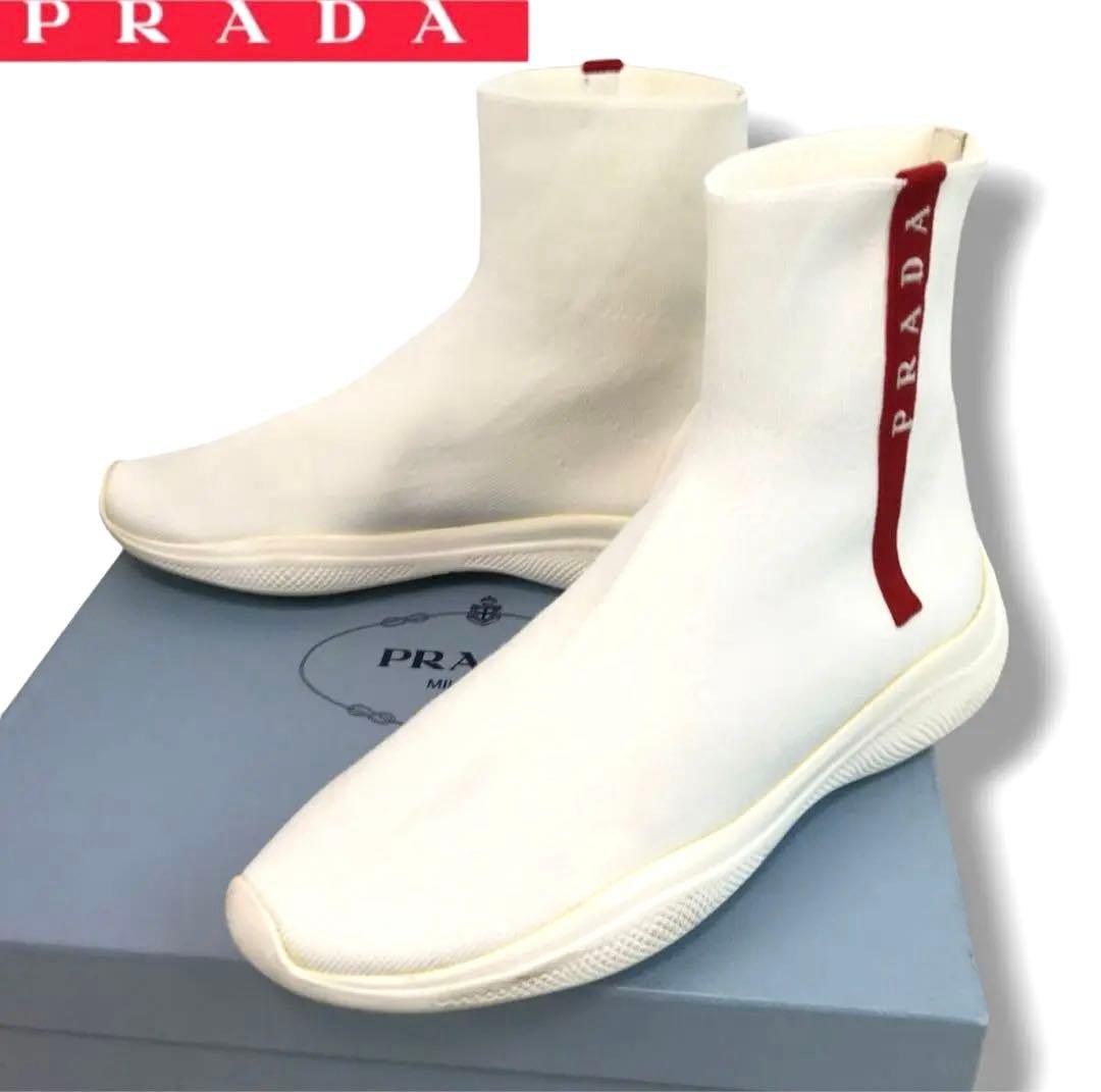 【PRADA】プラダ❤️ソックススニーカー・ショートブーツ✨ホワイト 37✨