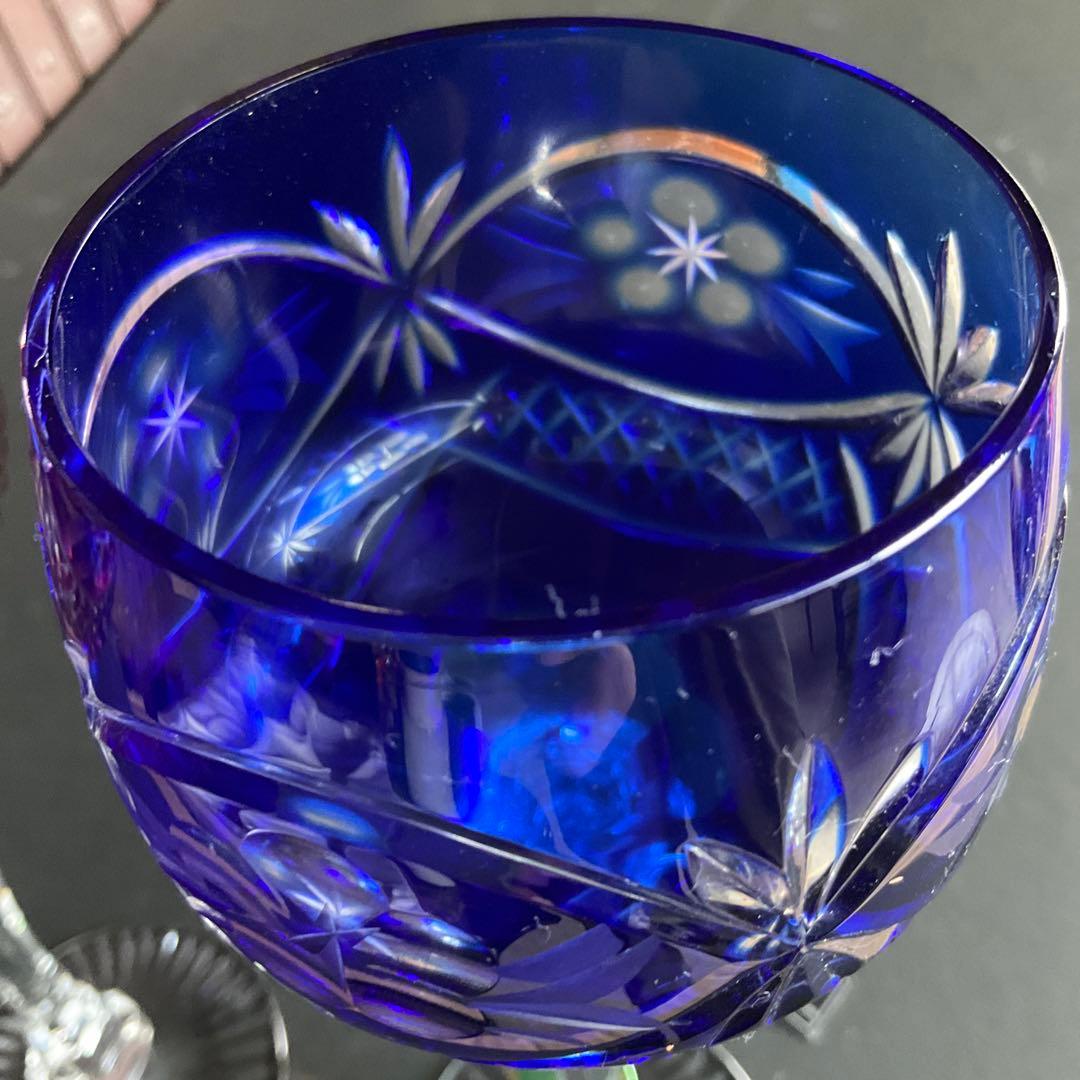 のわ　旧東独製　カメイガラス　被せ切子　クリスタルドナウ　ペアグラス