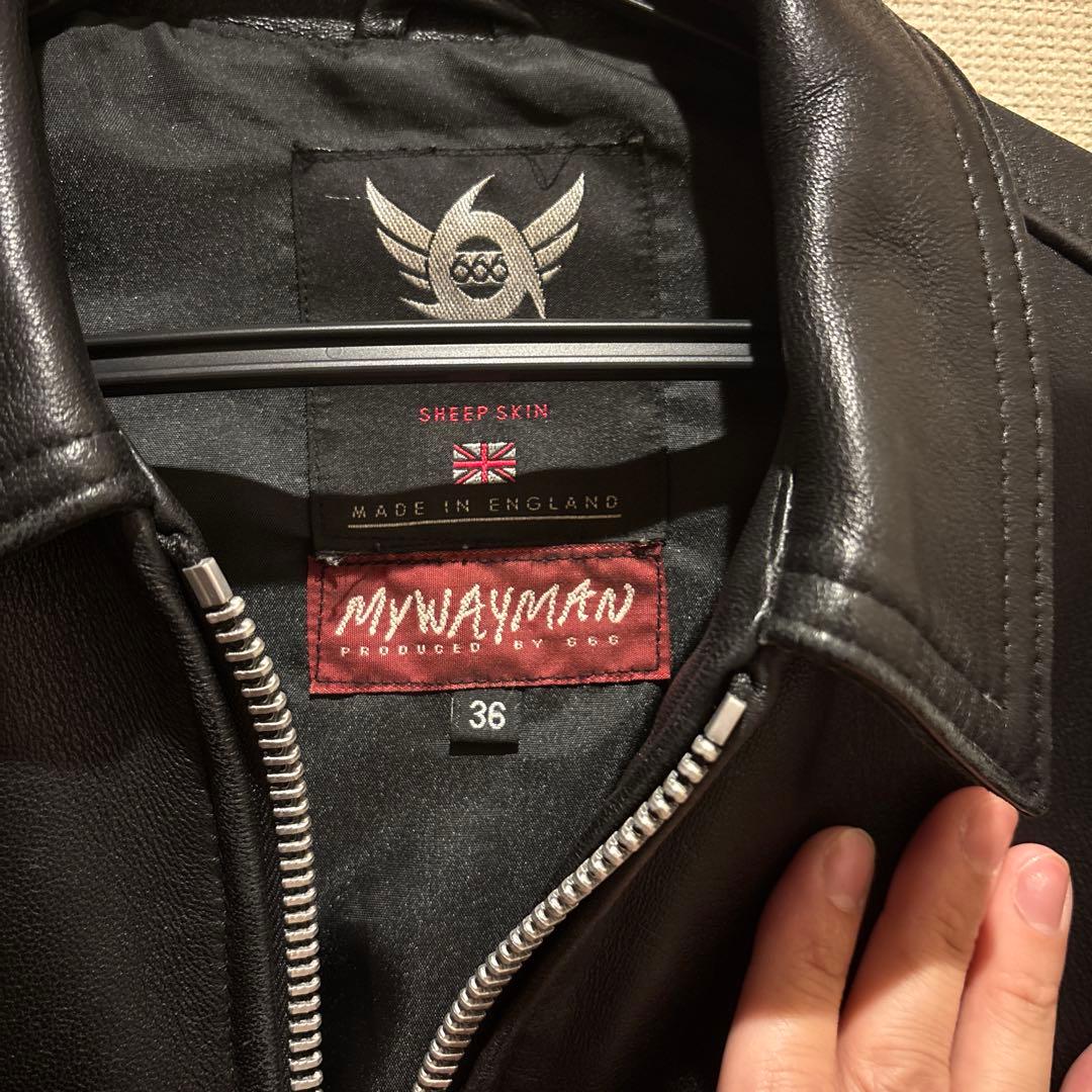 666MYWAYMAN シングルライダースジャケット 36 シープスキン 程度良