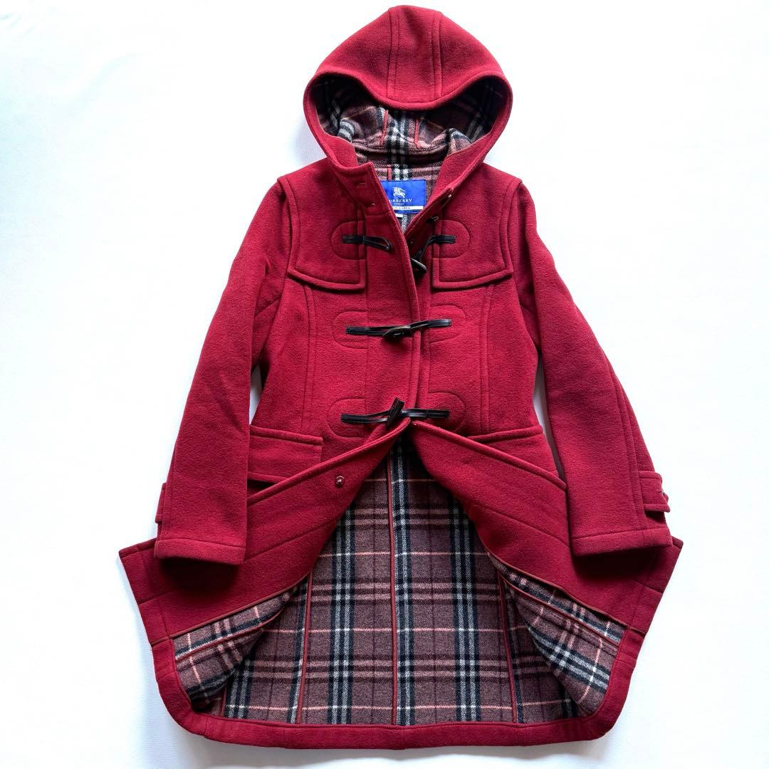 美品✨バーバリーブルーレーベル ダッフルコート かわいい 赤 ボルドー