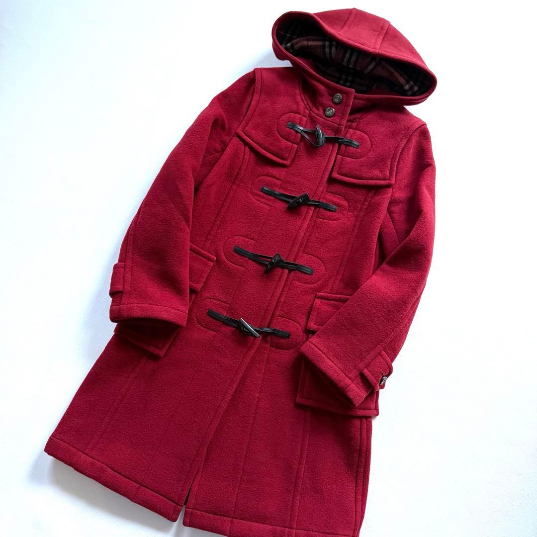 美品✨バーバリーブルーレーベル ダッフルコート かわいい 赤 ボルドー