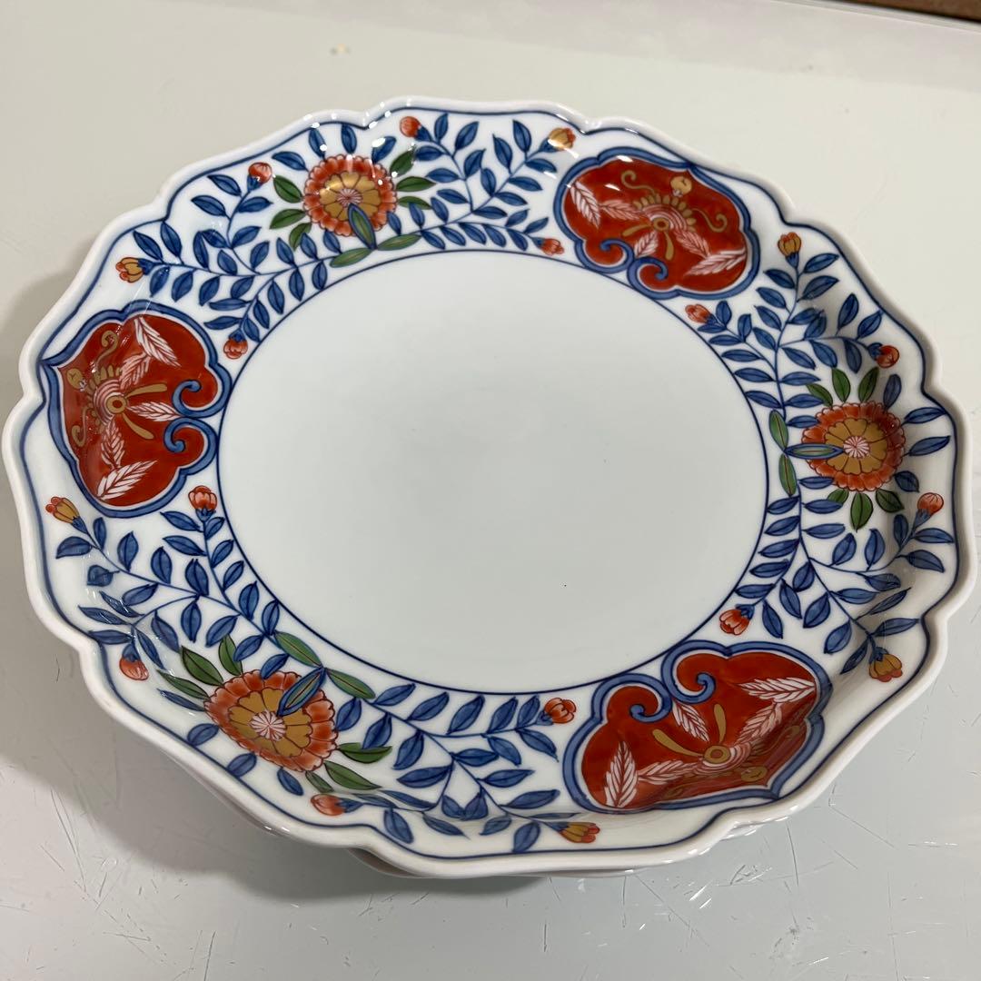 源右衛門　古伊万里風錦唐花　大皿２枚　25㎝