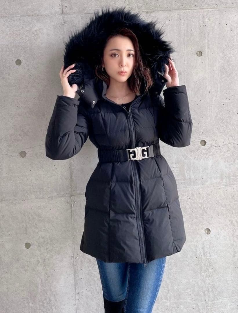 GYDA ベルト付きロングダウンコート