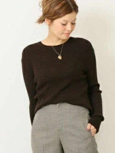 Deuxieme Classe　リブ　ニット　プルオーバー　ブラウン