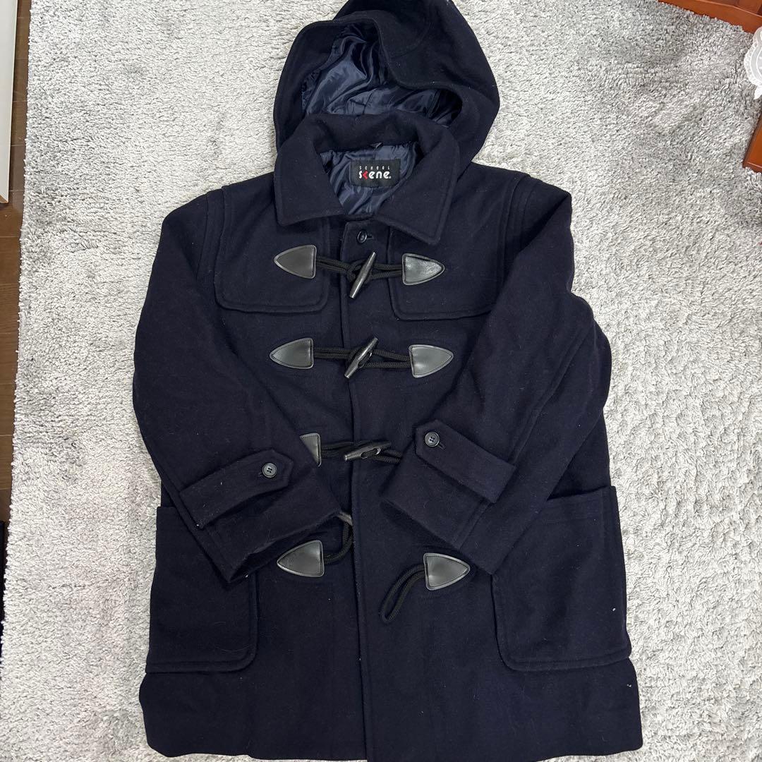 ネイビー ダッフルコート フード付き　Ｍ