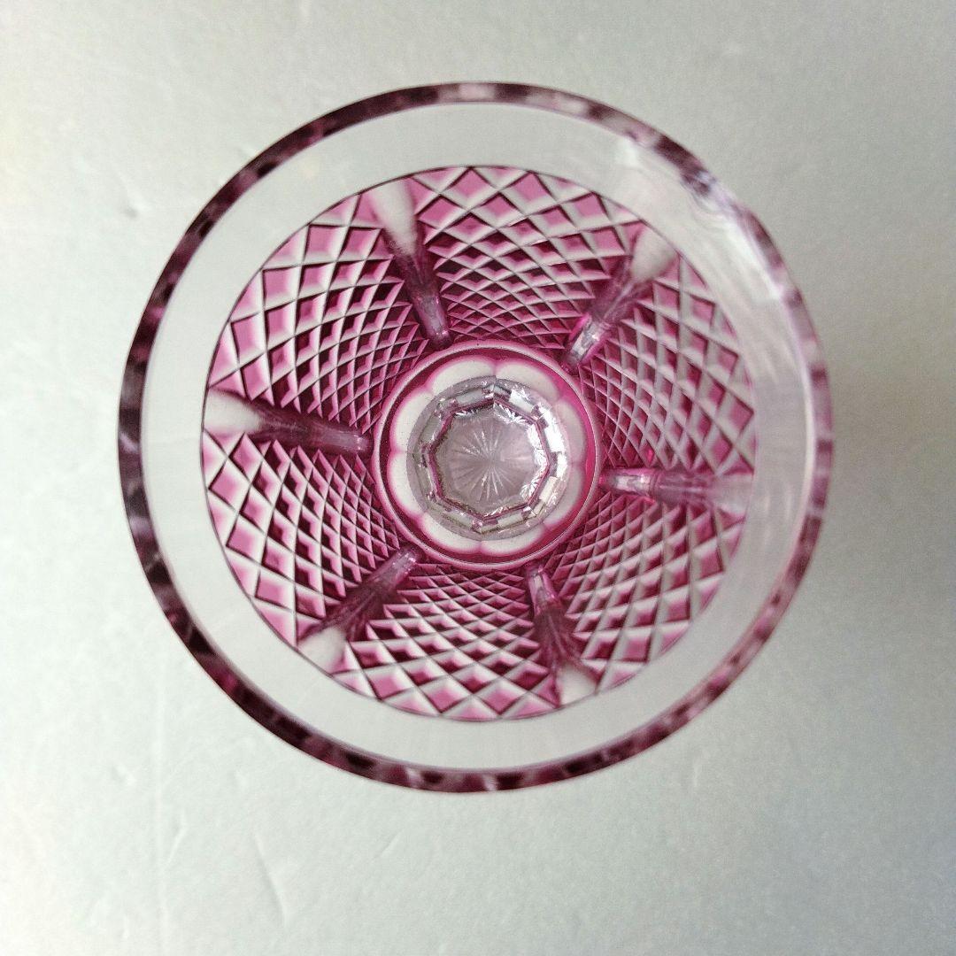 ミ*メ様 【未使用　長期保管品】復元薩摩切子　金継　脚付杯　色被せ切子　紗綾高杯