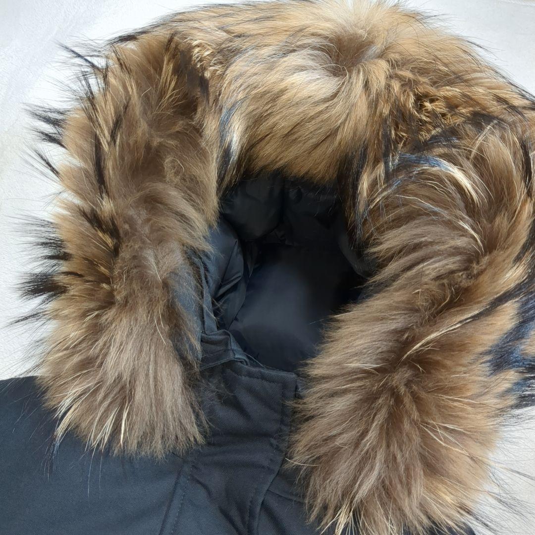 極美品 ピレネックス ボルドー ダウンジャケット ラクーンファー ブラック 38