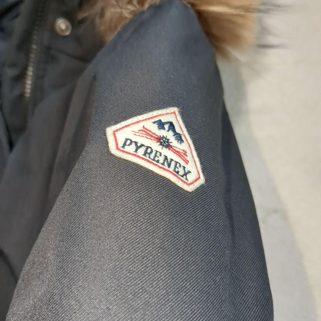 極美品 ピレネックス ボルドー ダウンジャケット ラクーンファー ブラック 38