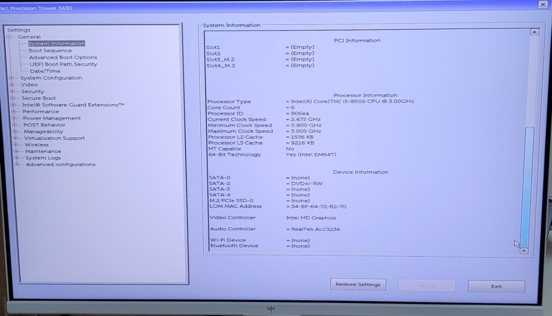 DELL Precision 3430 SFF／i5-8500／8GB-ジャンク
