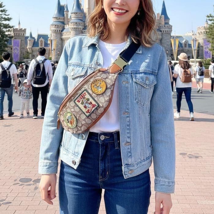 限定 極美品 COACH ×Disney チャーター ベルトバッグ レザー 茶