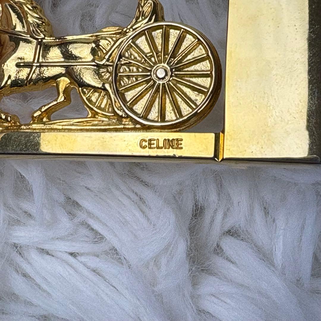 【美品】セリーヌ　CELINE　ベルト　バックル　馬車金具　金　レザー
