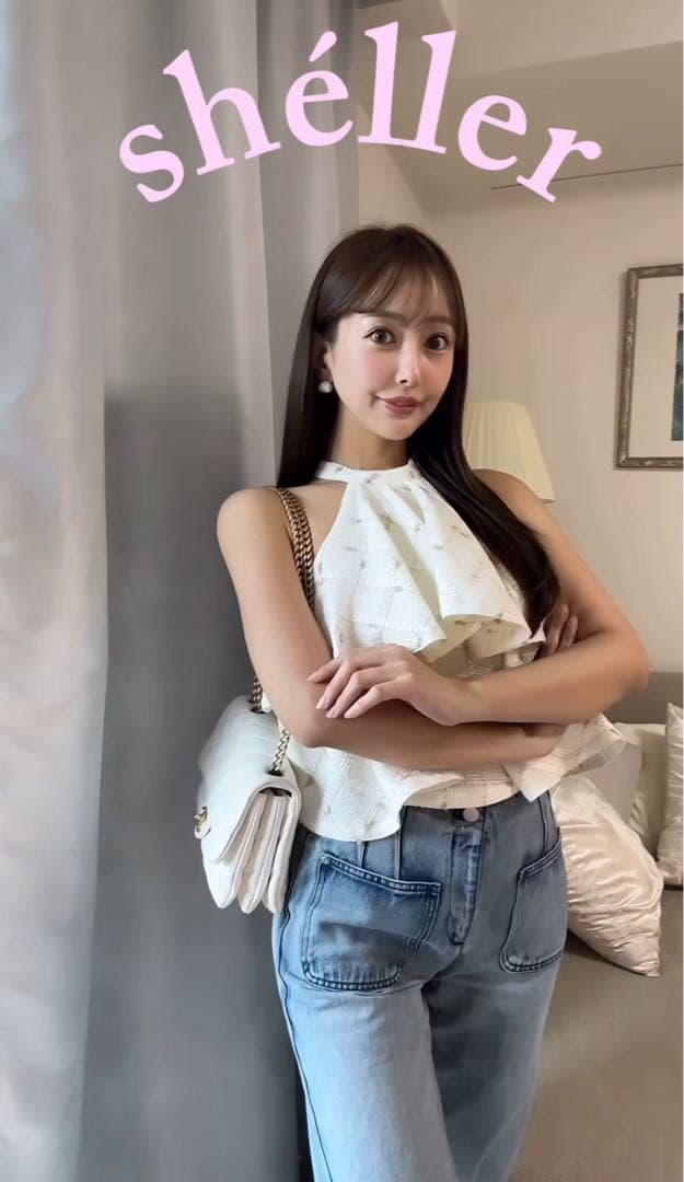 shellerシェリエ♡ツイードラッフルフリルトップス