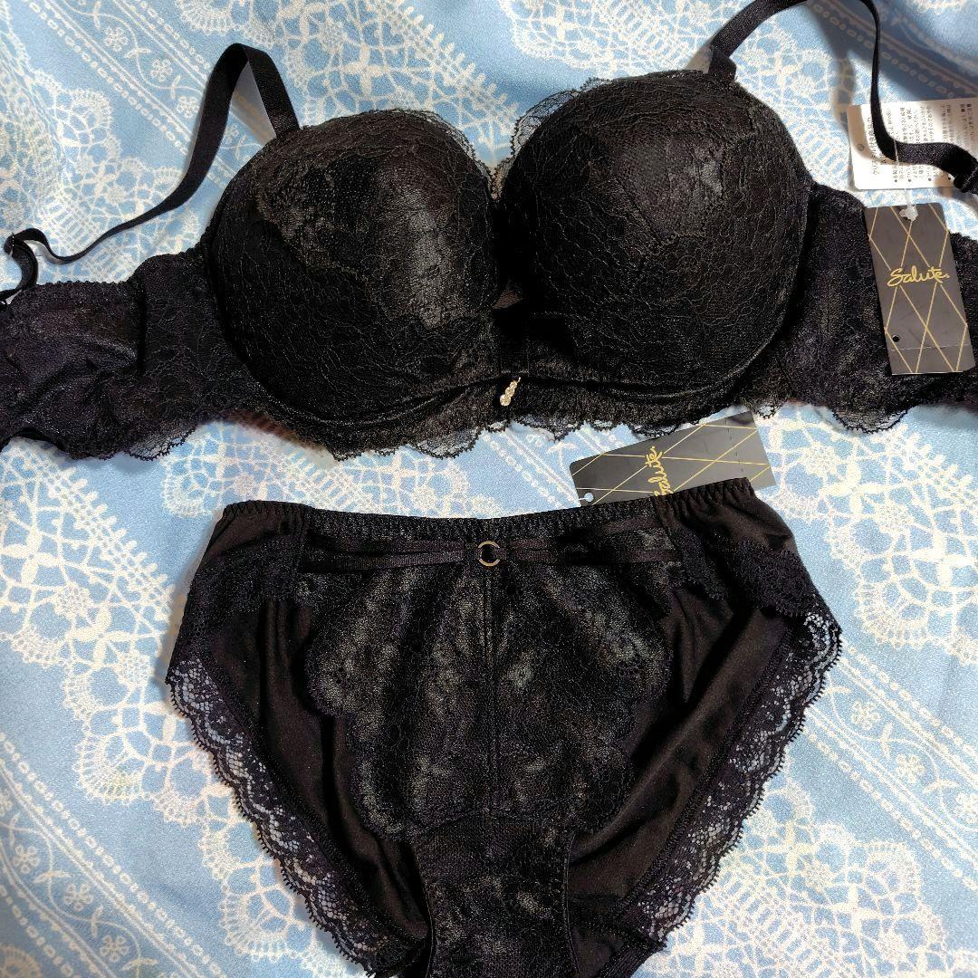 ワコールサルート　ブラック ブラジャーショーツセット G70＆M　新品