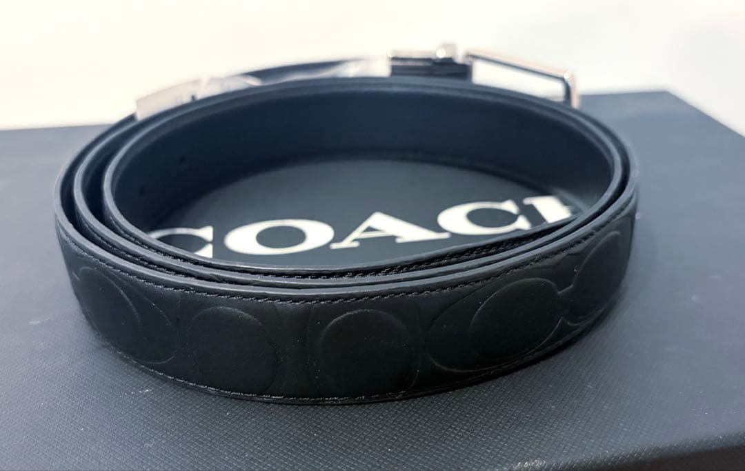 COACH ブラックレザー ベルト　リバーシブルベルト