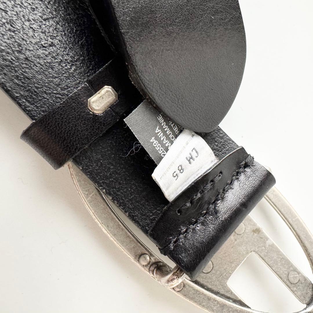DIESEL レザー　べルト ブラック ロゴ シルバーバックル