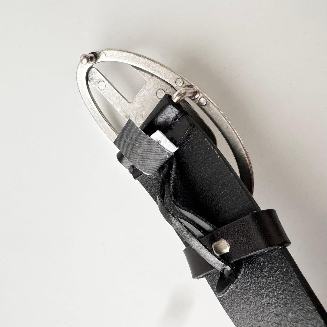 DIESEL レザー　べルト ブラック ロゴ シルバーバックル