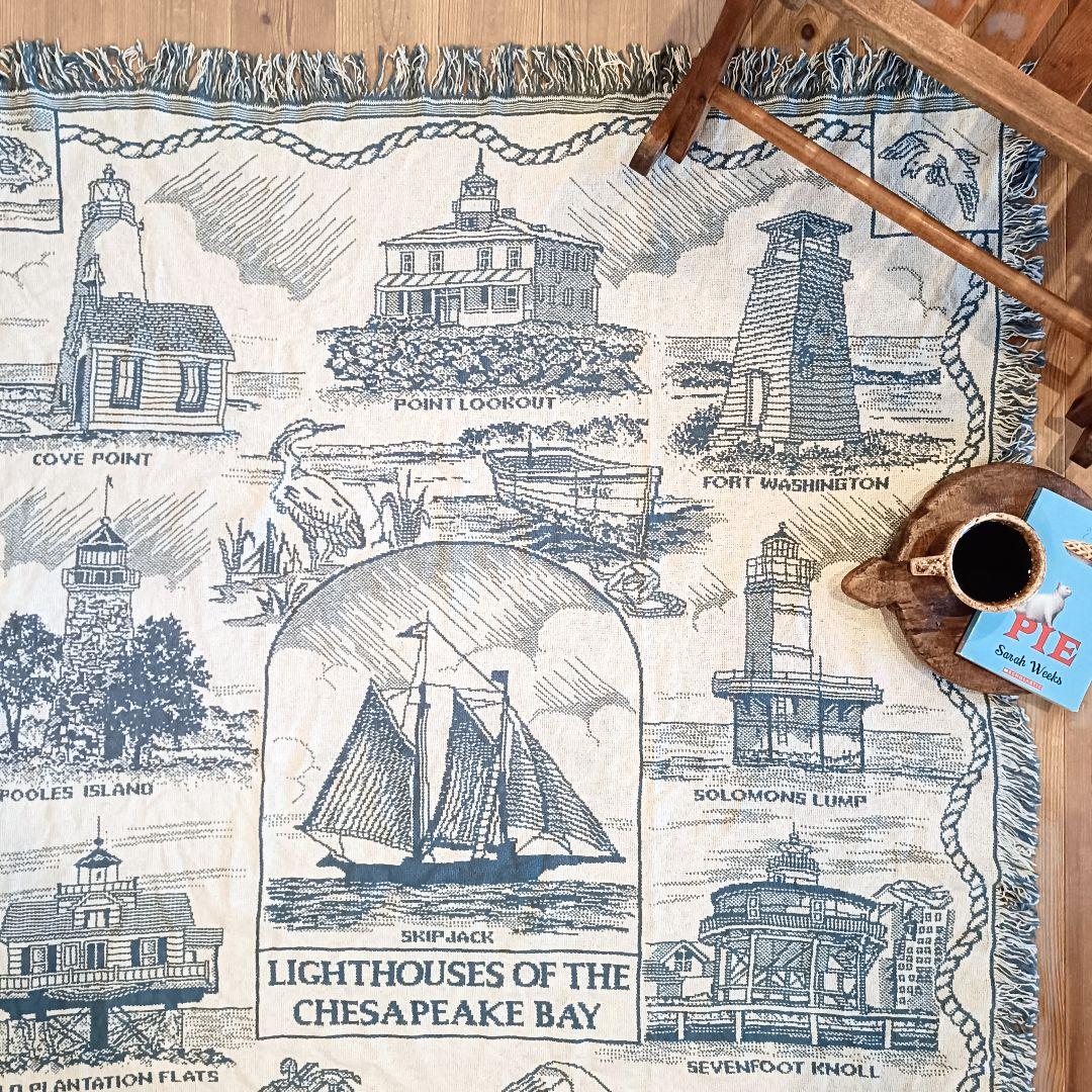 【デッドストック】USA 80s ヴィンテージラグ ブランケット　タペストリー